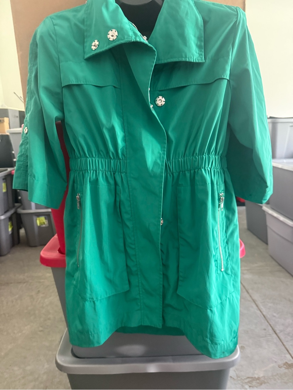 Green Women's Lightweight Drawstring Jacket p61
